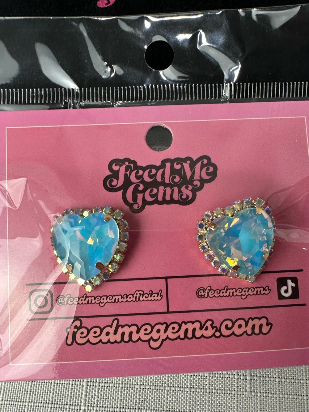 NEW Feed Me Gems Blue Opal Signature Heart Studs